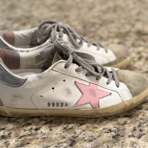 Golden Goose Super Star Pink & White Sneakers - Size 37